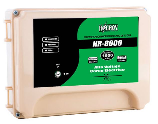 ENERGIZADOR HR-8000 PLUS 10.000 METROS RF INCORPORADO TRANSMISOR 4 BOTONES PGM INCORPORADO