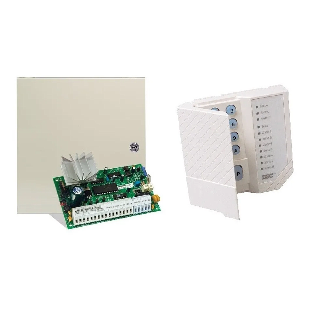 PANEL DE ALARMA DSC 4-8 ZONAS INCLUYE TECLADO Y CAJA